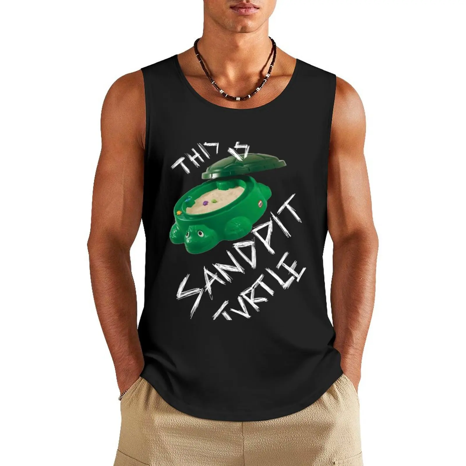 This Is Sandpit Turtle bmth meme white on black Classic Tank Top gym clothes man fitness sleeveless shirt man