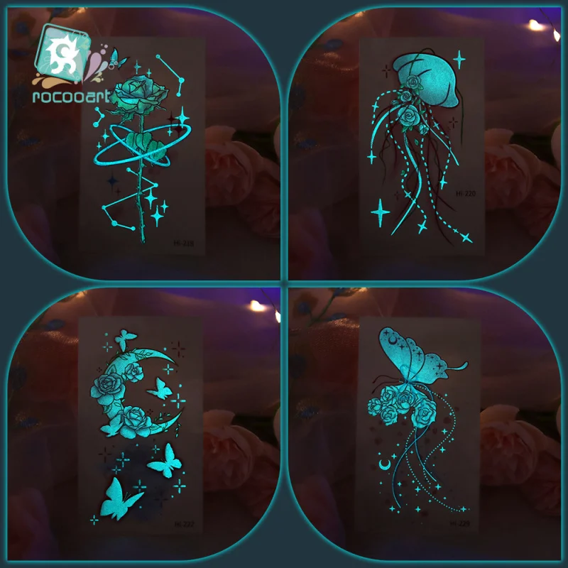 Синяя-светящаяся-в-темноте-временная-татуировка-наклейка-воротник-роза-дизайн-для-косплея-аксессуары-для-женщин-и-мужчин-украшение-для-Хэллоуина