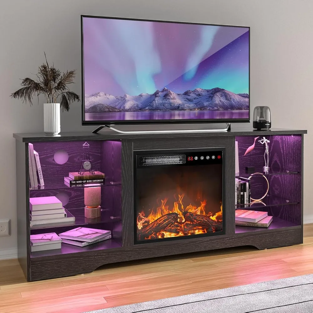 

TV Stand with 18 Fireplace, Modern Entertainment Center for TVs up to 65 inch, Media TV Console for Living Room