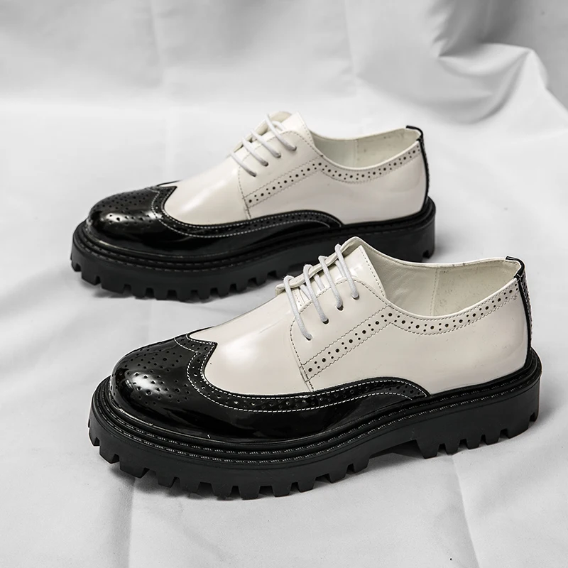 

Brand Business Shoes Color Matching Design Trend Brogue Shoes Men's Genuine Leather Casual Shoes Suit Shoes Free Shipping
