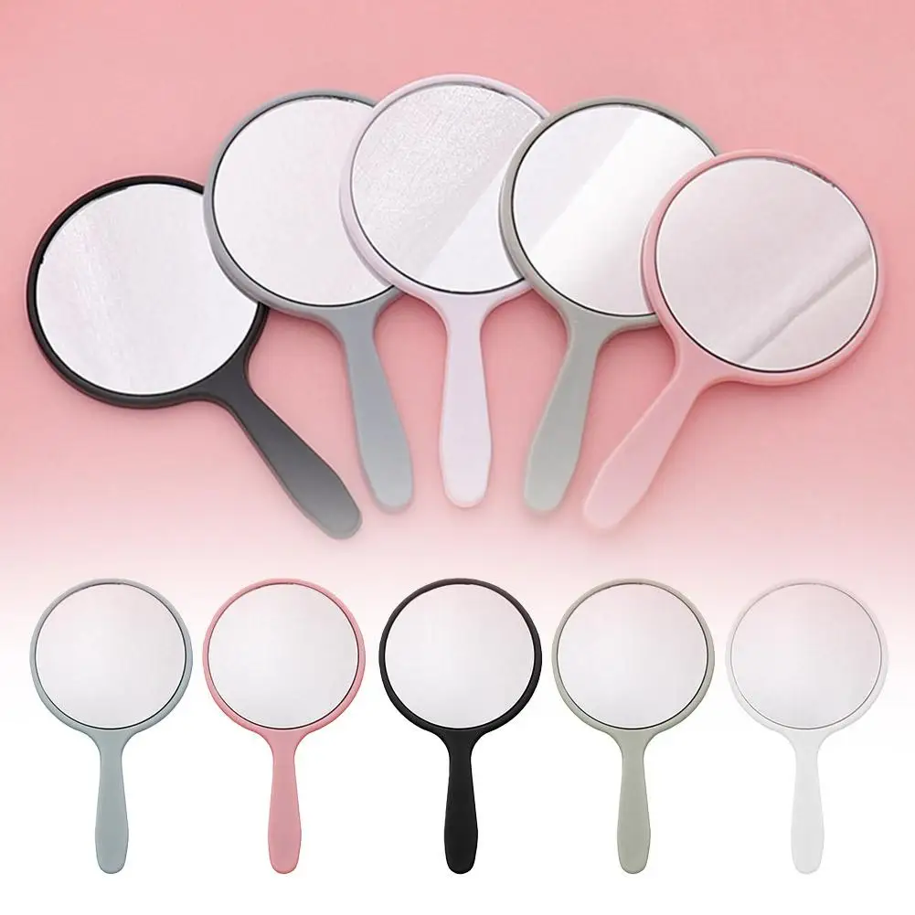 Portable Makeup Mirror Round Shape Hand Held Pocket Compact Solid Color Cosmetic Mirror For Female Girls N8B0