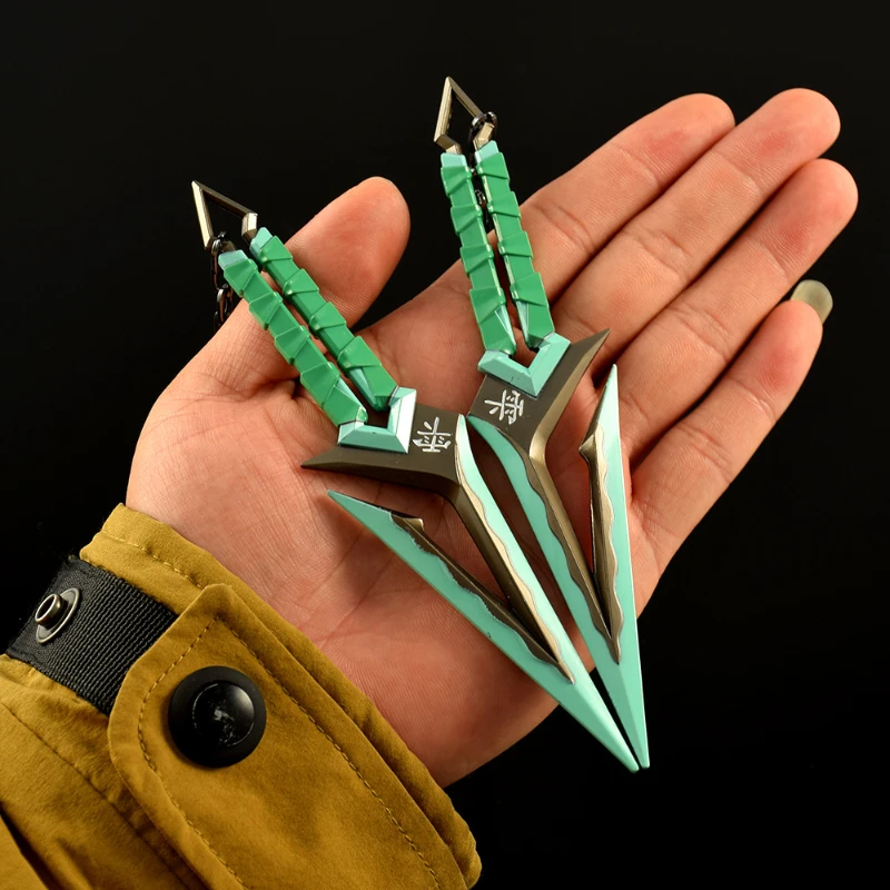 16cm6.26in Valorant Lama Onda Nera Modelli di armi in metallo Periferiche di gioco Coltello Katana Puntelli Cosplay Ornamento da tavolo Regali Giocattoli
