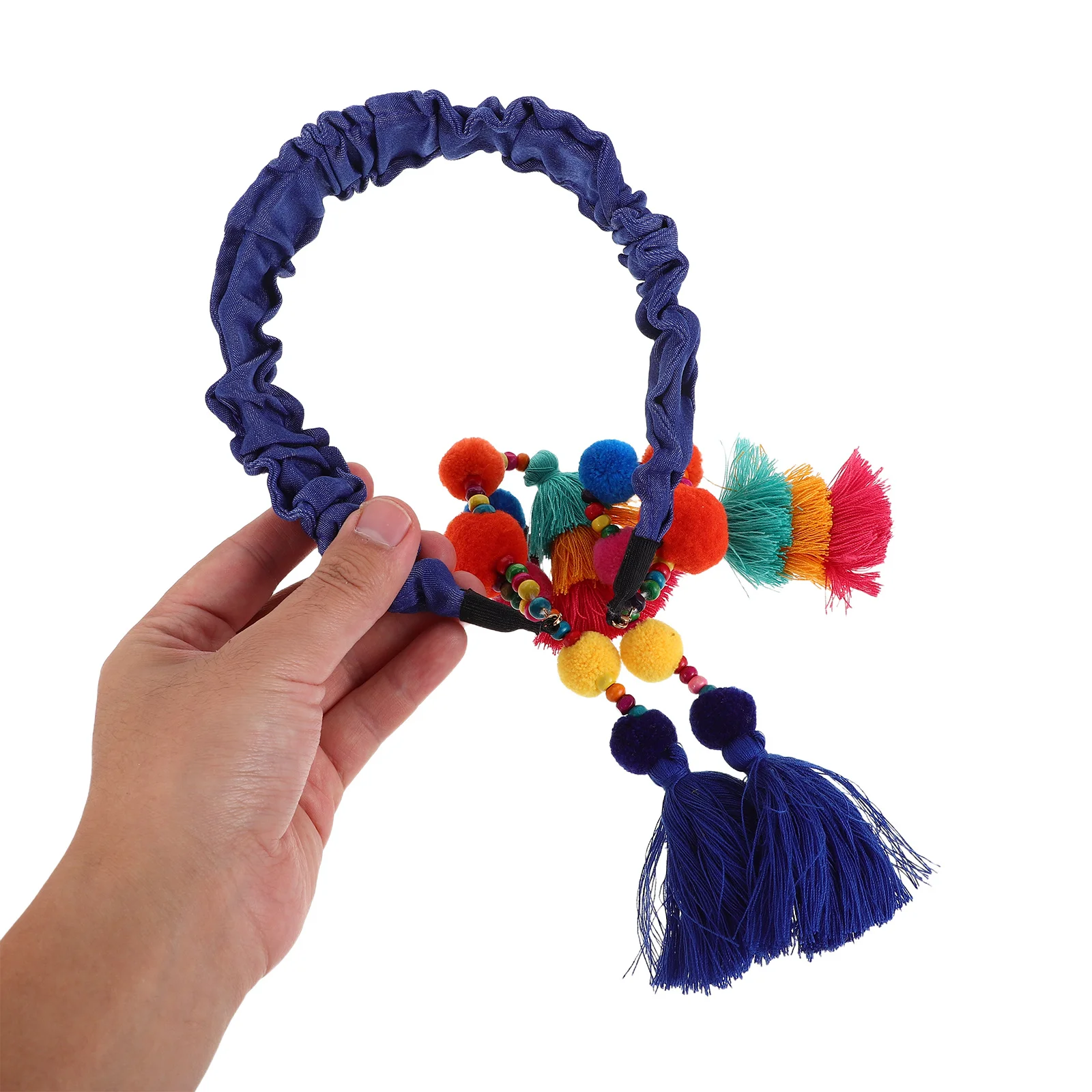 

Vintage Pleated Girls Headband Ethnic Style Chinese Hair Band Baby Girl Hair Accessories Colorful Tassels Pom Poms