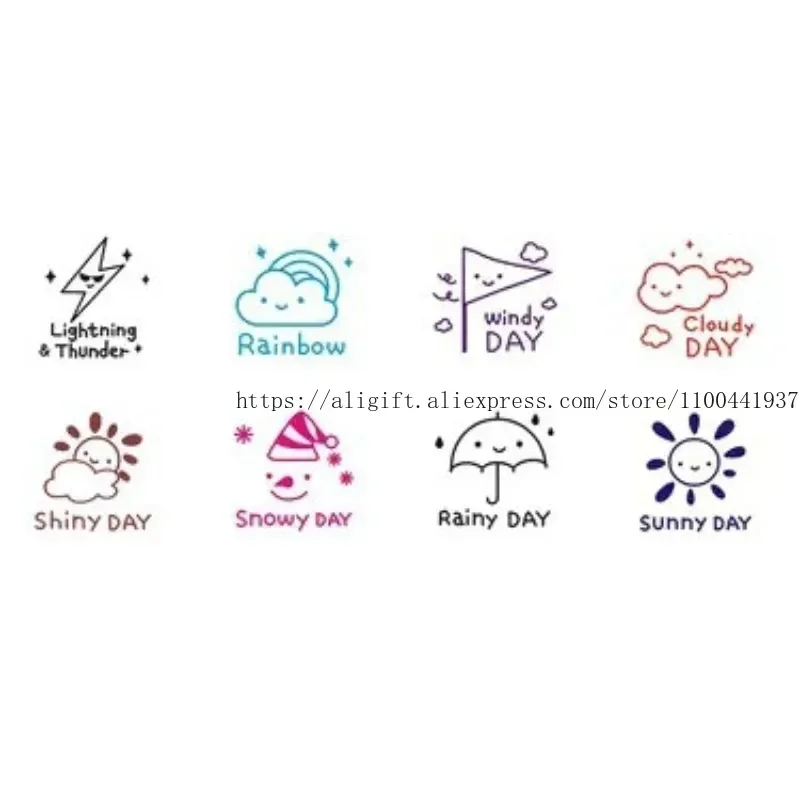 Creative Cute Mini Crystal Seal Weather Emoticon DIY Hand Account Album Diary Decoration 8 Packages