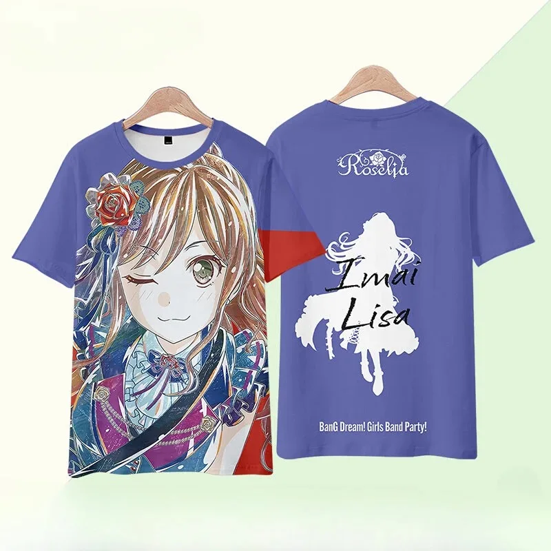 

Short Sleeve T-shirt for men and women, round collar clothes, graphic, luke dream, roselia, 3d, funny, cosplay costume, summer