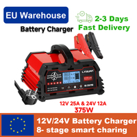 20A/25A Car Motorcycle Battery Charger 12V/24V Smart Charger Lithium AGM GEL Lead-Acid LiFePO4 Battery Chargers