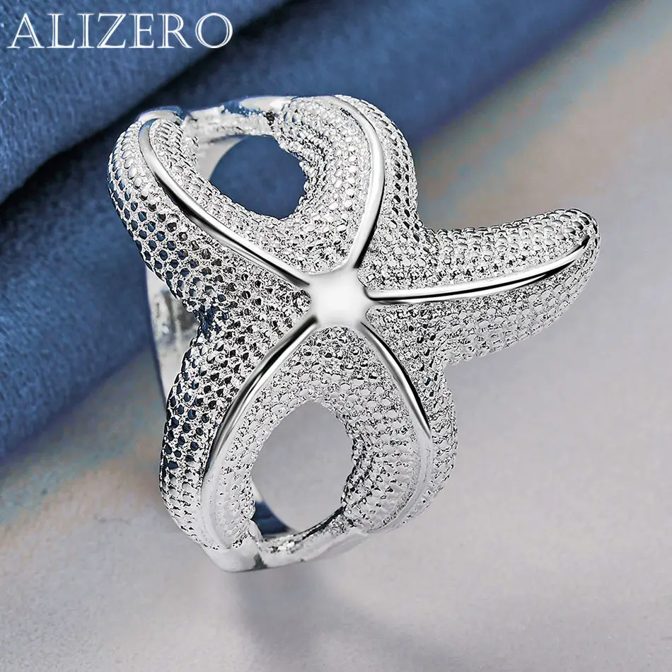 خاتم نجم البحر من الفضة الإسترليني عيار 925 من ALIZERO للنساء إكسسوارات عصرية مضادة للحساسية، للمناسبات اليومية والزفاف
