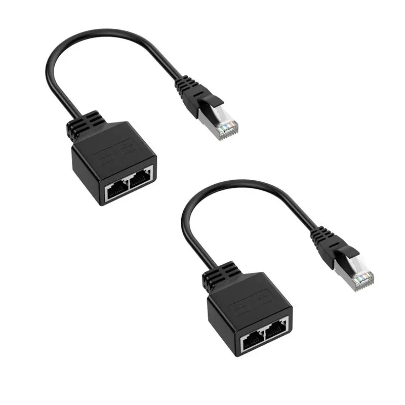 Superior-RJ45 Splitter Adapter LAN Ethernet Extender 1 Male To 2 Female Cable For Ethernet Cat5 Cat5e Cat6 Cat7 (Pack Of 2)