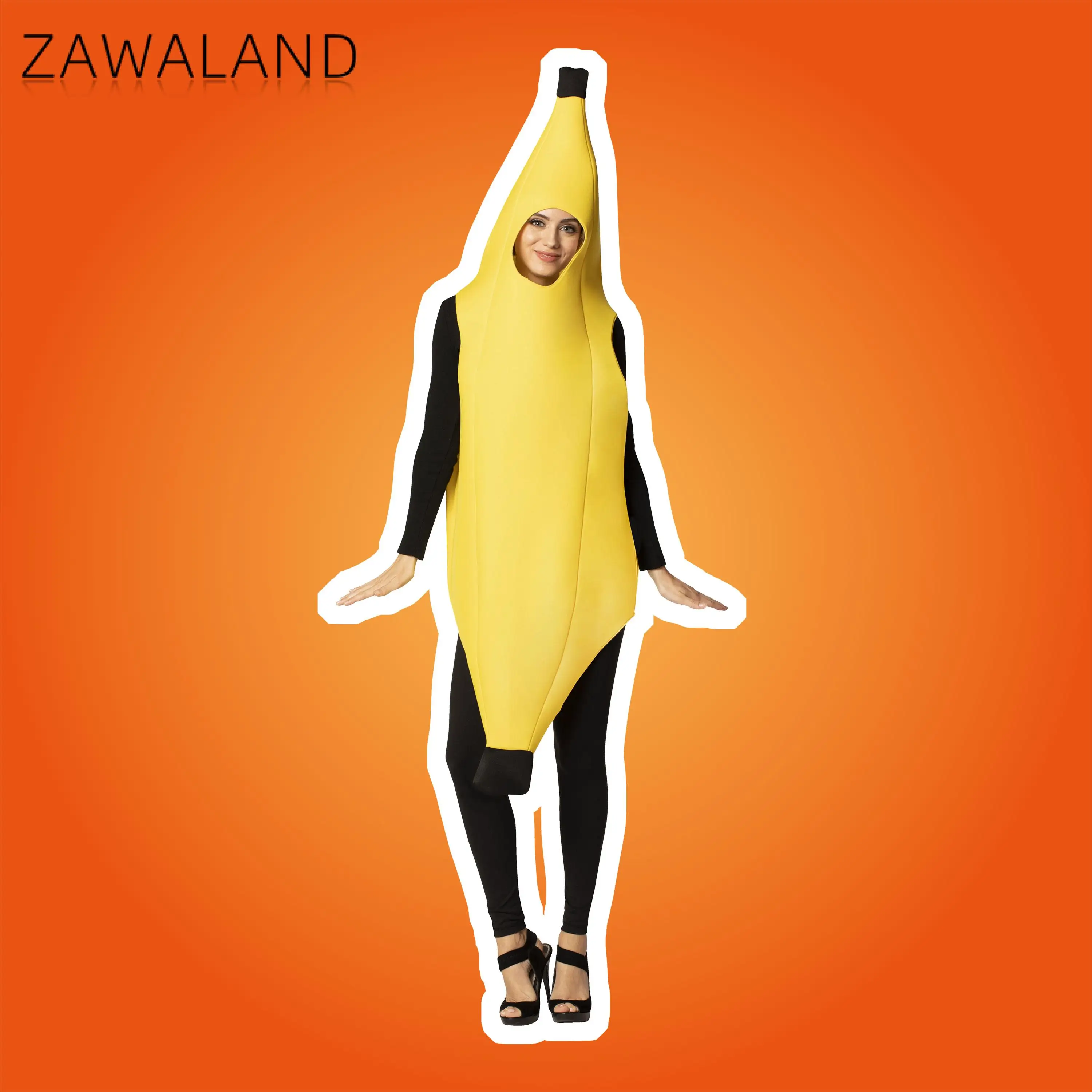 Zawaland Cosplay Banaan Voedsel Kostuum Grappige Vakantie Feest Pak Vrouw Man Jumpsuit Carnaval Onesie Show Vermomming Kleding