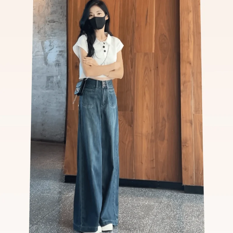 High Waist Wide Leg Jeans Women Loose Flowy Straight Leg Floor Length Pants Vintage