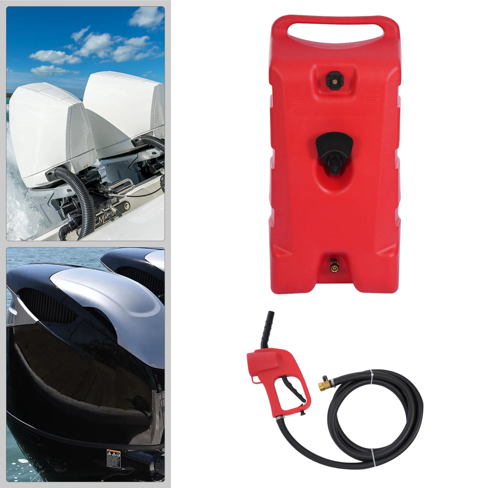 

119L Outboard Boat Fuel Tank Portable Gasoline Storage with Rollers Hose Bracket