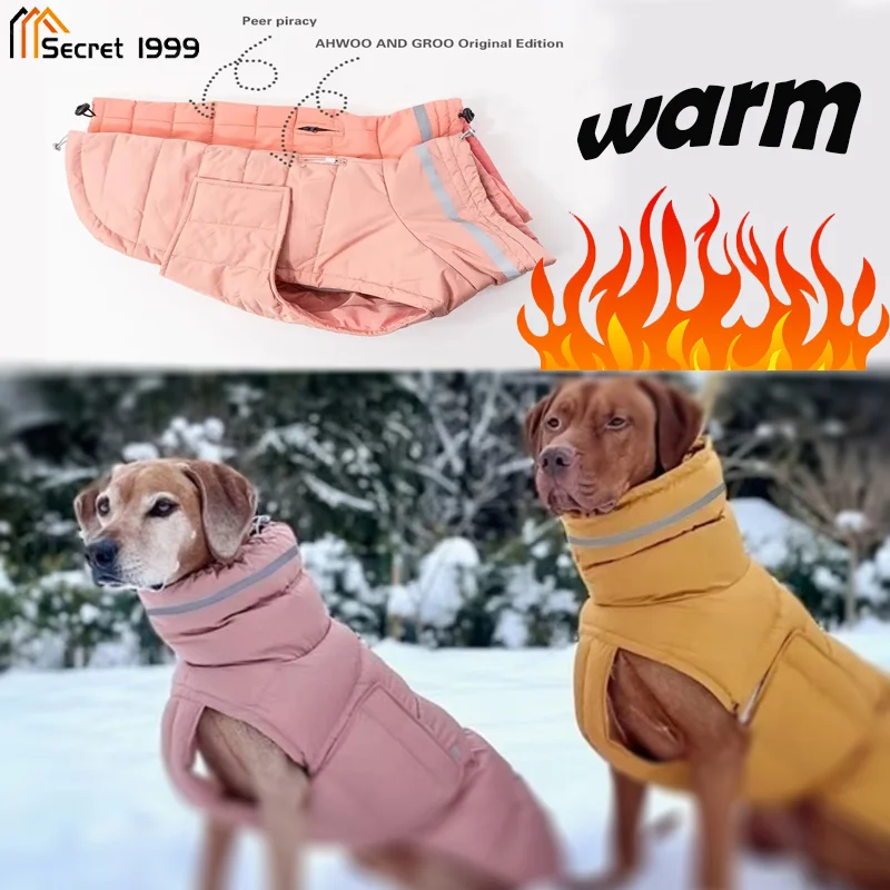 

Winter Warm Dog Clothes Thickened Reflective Snowsuit Waterproof Windproof Soft Pet Coat Arge Breed Dogs Parkas Clothing