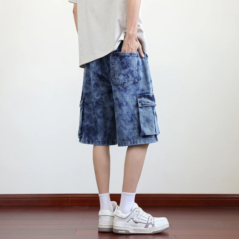 Short en jean à jambes droites pour hommes, multi-poches, ample, respirant, décontracté, vêtements de rue, confort classique, pièce essentielle d'été, M-8XL