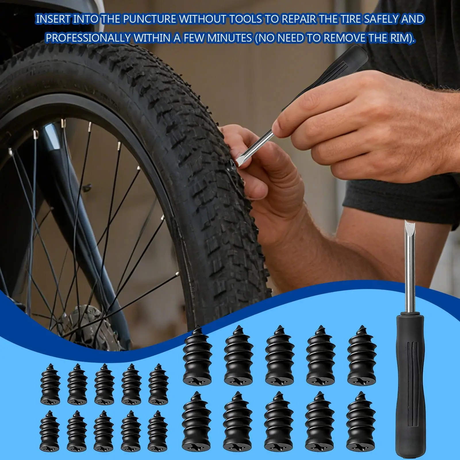 Tire Repair Rubber Screws Puncture Fix Tool Tire Repair Nail Roadside Long Distance Travel Daily Commuting Camping Highway
