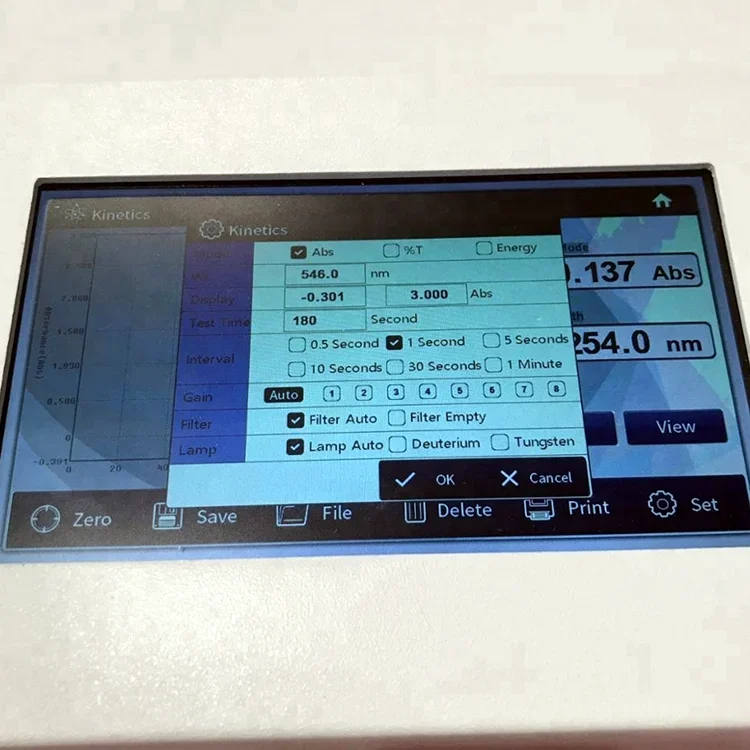 Estudo semi-automático de feixe duplo anticorpos ou proteínas monoconais espectrofotômetro UV-Vis com software