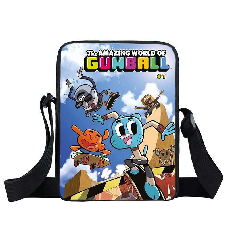 The Amazing World of Gumball Crossbody Bag Kids Boys Waterproof Shoulder Strap Messenger Bag Cartoon Portable Phone Purse Bag