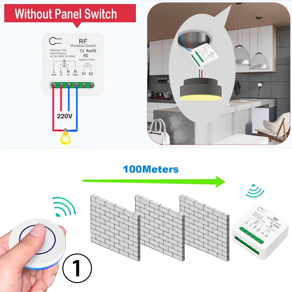 Joli d'éclairage intelligent sans fil, mini récepteur de citations pour lampe, 86 panneaux, télécommande, AC 433 V, 110V, 220V, 230V, 16A, 240 W, 3000 Mhz