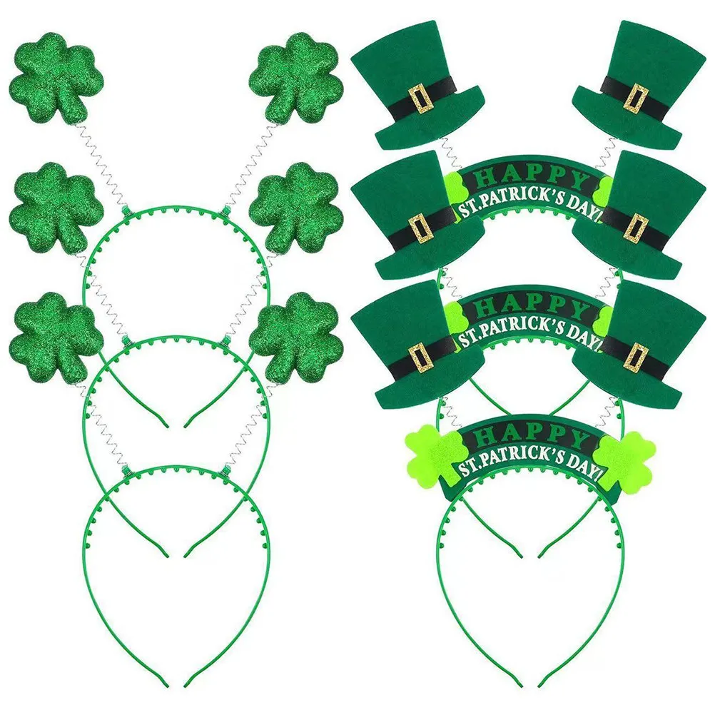 

Набор из 6 зеленых повязок на голову ко Дню Святого Патрика, декоративные заколки для волос, праздничные повязки для вечеринок, головные уборы с клевером, реквизит для фотосессий