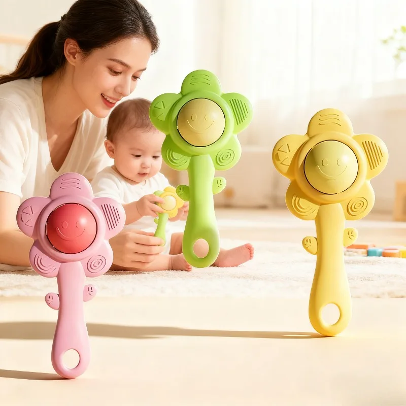 جرس مكرنك يدوي للأطفال، قابل للمضغ، مادة صديقة للبيئة، لعبة حسية للتعليم المبكر، رؤية تدريب الطفل