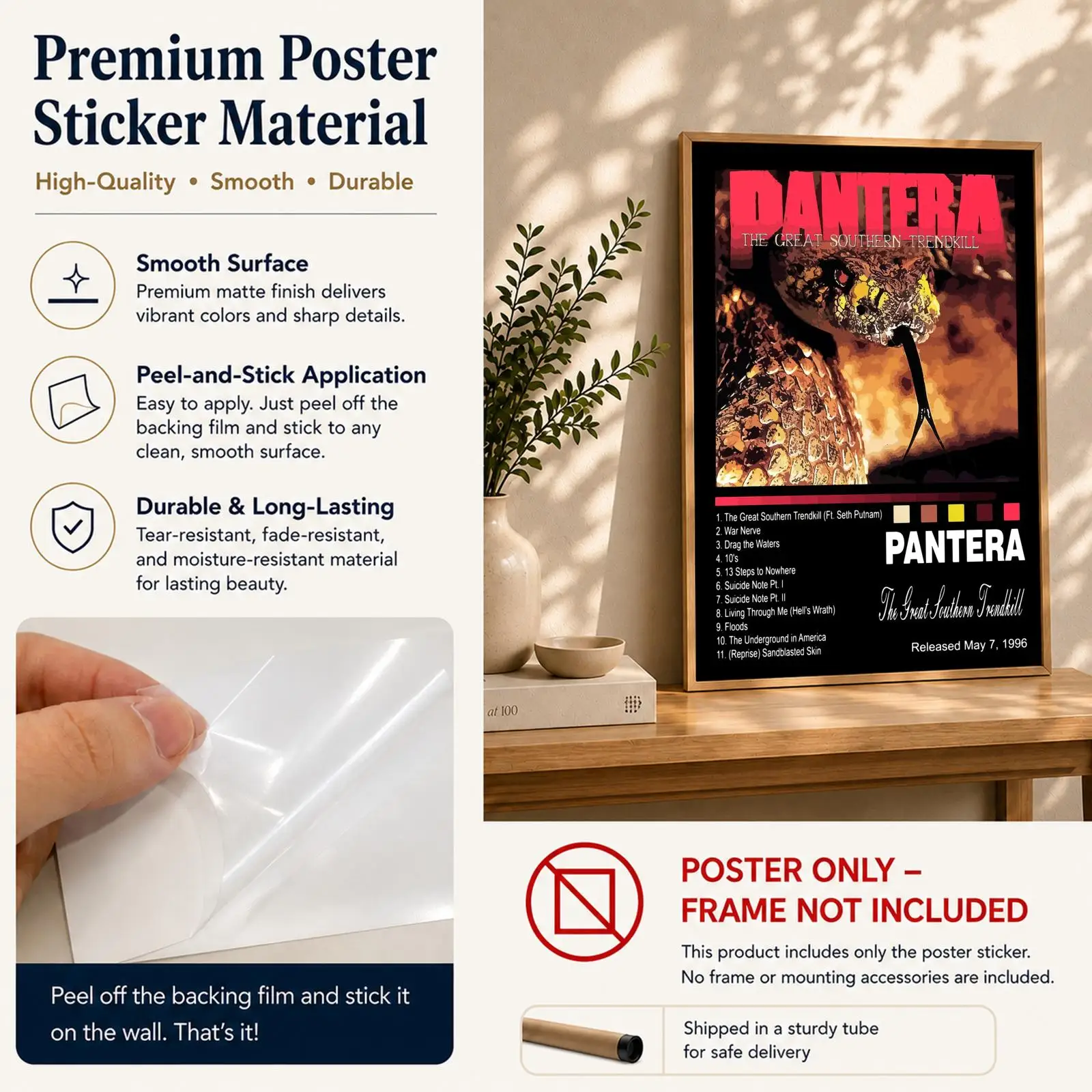 Band Music Album P-Pantera Poster Decorative Wall Art Stickers Mural Photo Print for Home Living Room Hallway Decor view 5