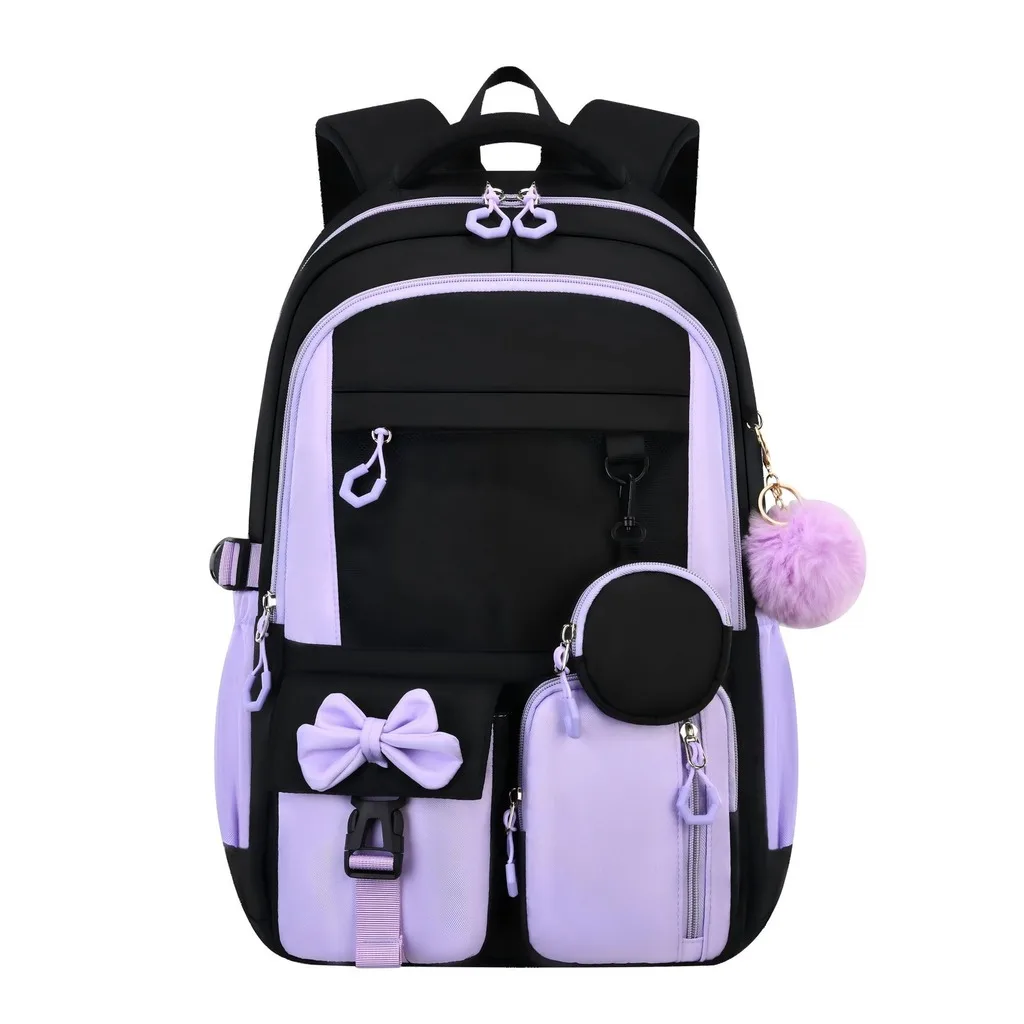 3PCS Cartoon Backpack Pencil Case Lunch Bag Set Oxford Cloth Waterproof Bow-knot Schoolbag Travel Backpack Student School Bag