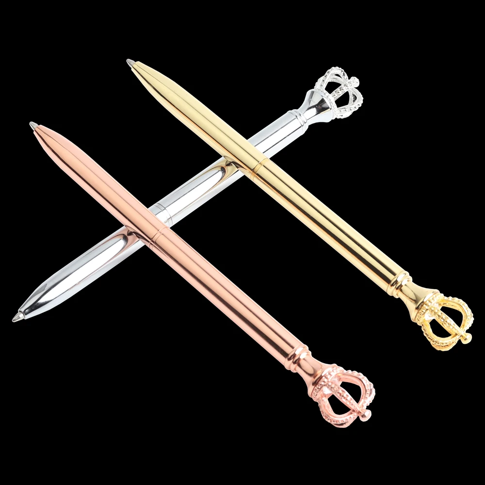 

GENKKY Pen Exquisite Shining Crown Ballpoint Pen Crystal Diamond Writing Tool Office Supplies Student Stationer Silver RoseGold