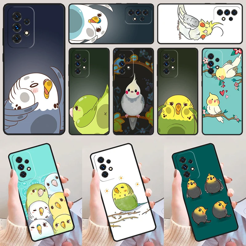 Chubby Cockatiels Parrotlets For Samsung A52 A72 A73 A20e A21S A50 A70 A11 A12 A42 A31 A40 A51 A71 A32 A80 Phone Case Cover