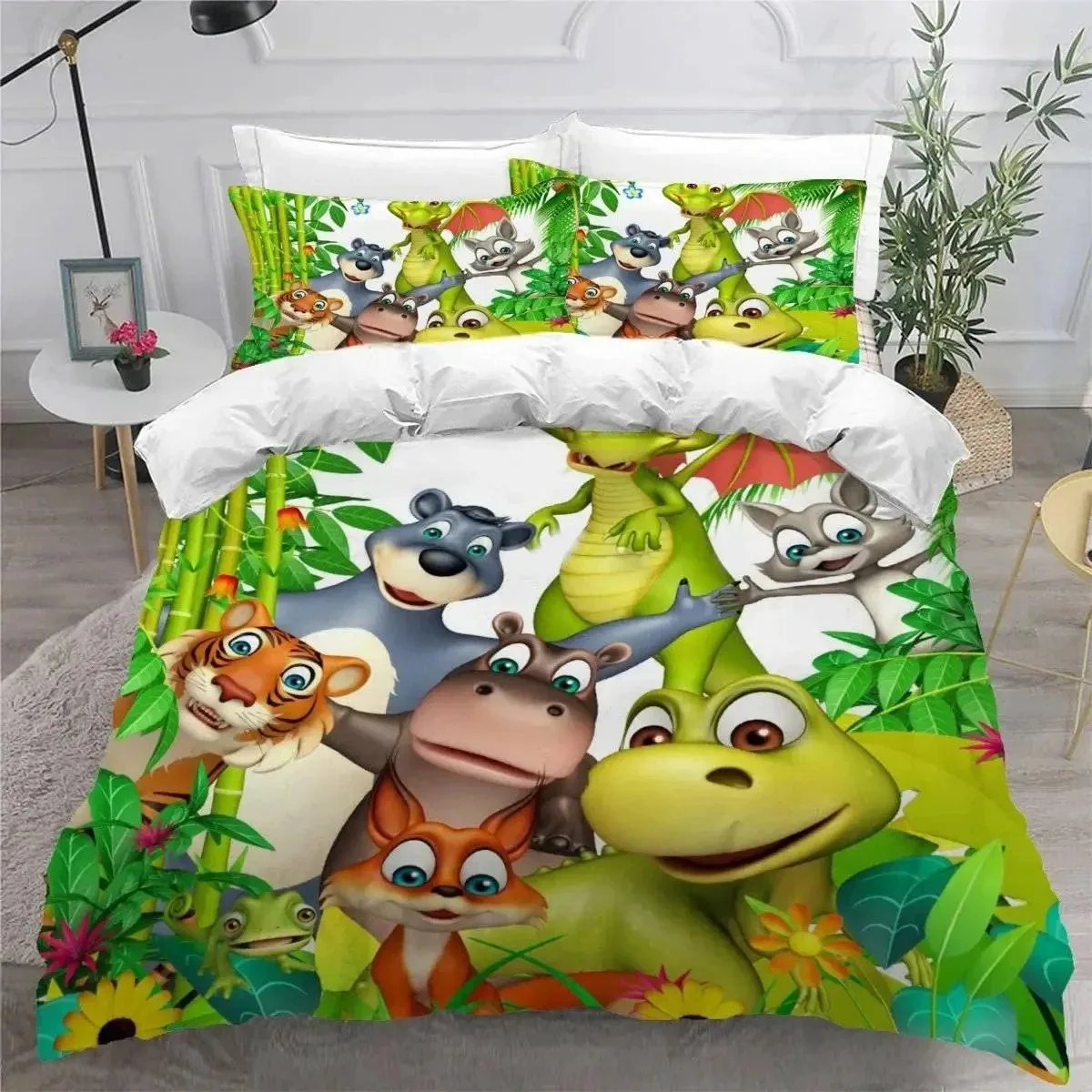 

3D Print Forest Animal Cartoon Zoo Bedding Set Double Twin King Duvet Cover Comforter Pillowcase Boys Girls Adults Bedroom