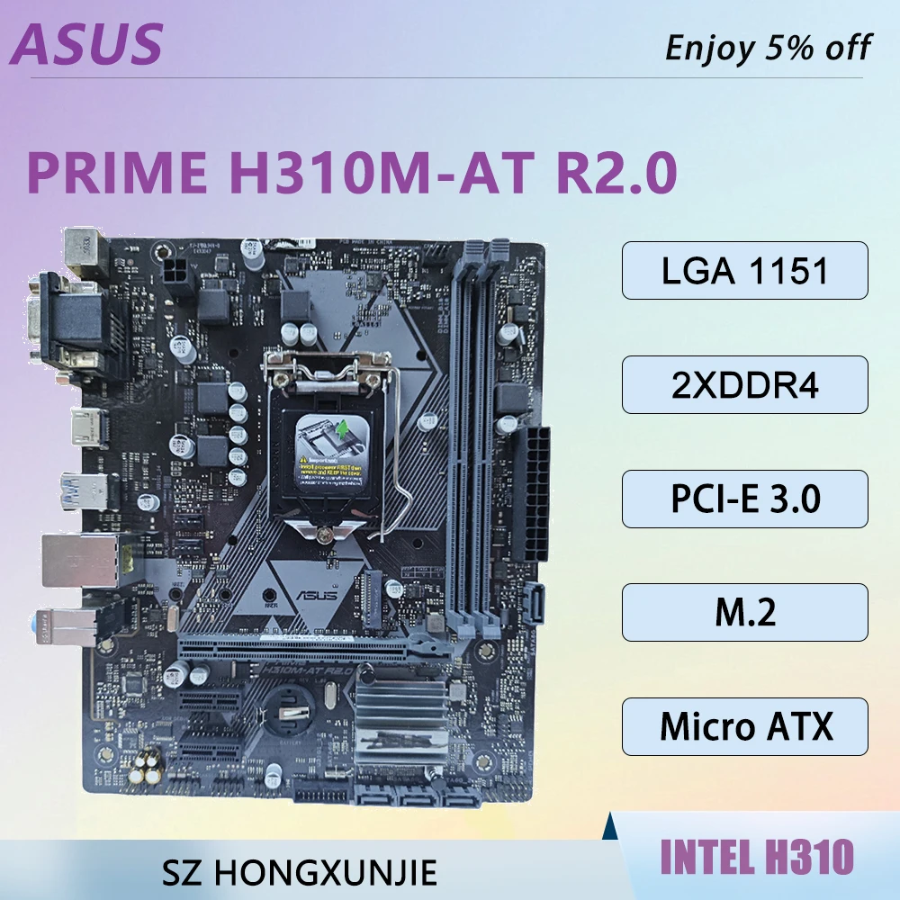 

Материнская плата PRIME H310M-AT R2.0 LGA 1151, поддержка процессора i3-9100 i3-9100F i5-9400 i5-9400F i7-8700 DDR4 H310 Micro ATX