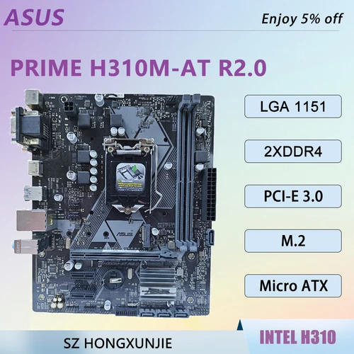 Imagen 1 del producto Placa base PRIME H310M-AT R2.0 LGA 1151 CPU compatible con i3-9100 i3-9100F i5-9400 i5-9400F i7-8700 DDR4 H310 Micro ATX placa mãe