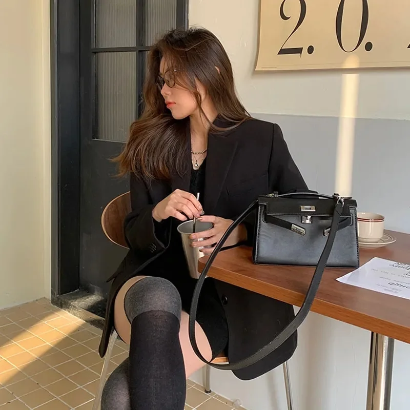 2025 Women High-end Casual Blazer Outwear Spring Autumn Ladies Fashion Solid Color Suit Outwear Korean Female Long Sleeves Coat
