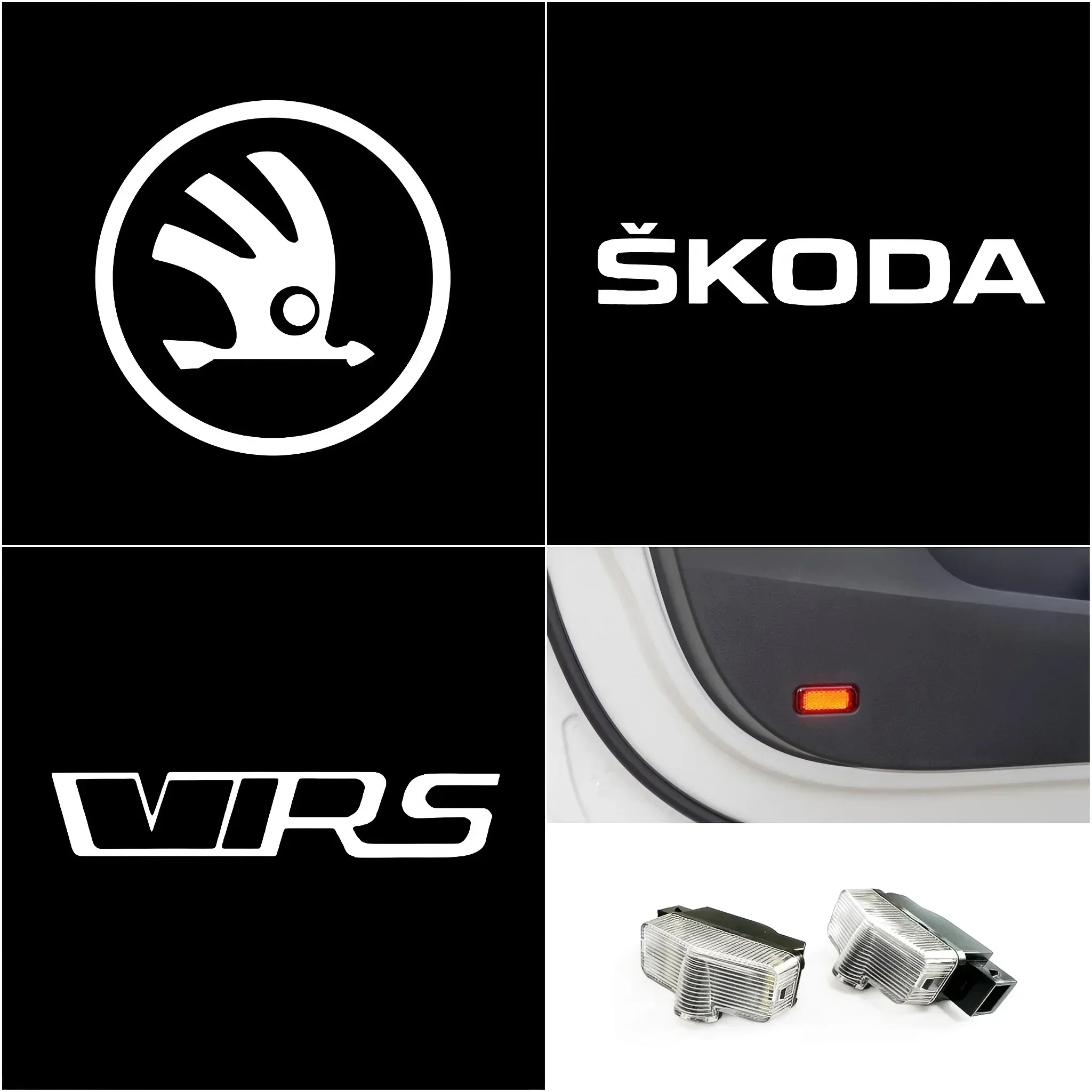 Image of Led Auto Tür Licht Logo Projektor Lampe Für Skoda VRS Octavia A7 2015-2024 Kodiaq GT 2016-2024 karoq Yeti 2012-2017 Zubehör