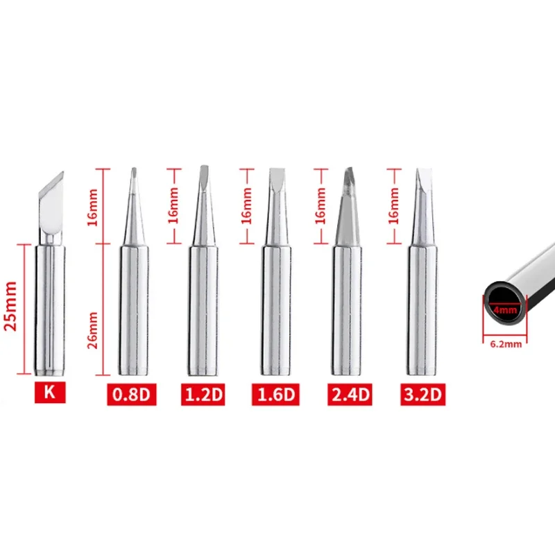 5/12 Stuks I + B + K + 2.4d + 3c Soldeerbout 900M-T Soldeerbout Kop Set Binnen Hete Kale Elektrische Soldeerbout Tip Tool Puntige Kop