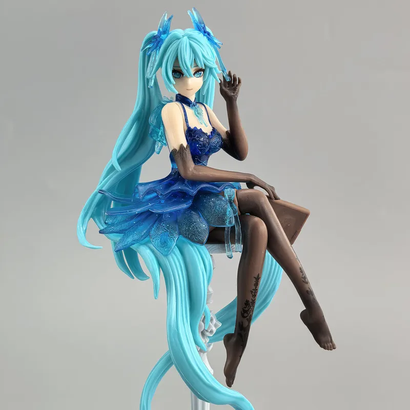 Figurine Hatsune Miku Édition Robe Noire, Figurines Miku, Figurine d'Action Fille Mignonne, Poupée, Décoration de Bureau, Statue, Modèle de Collection, Jouet, Cadeau