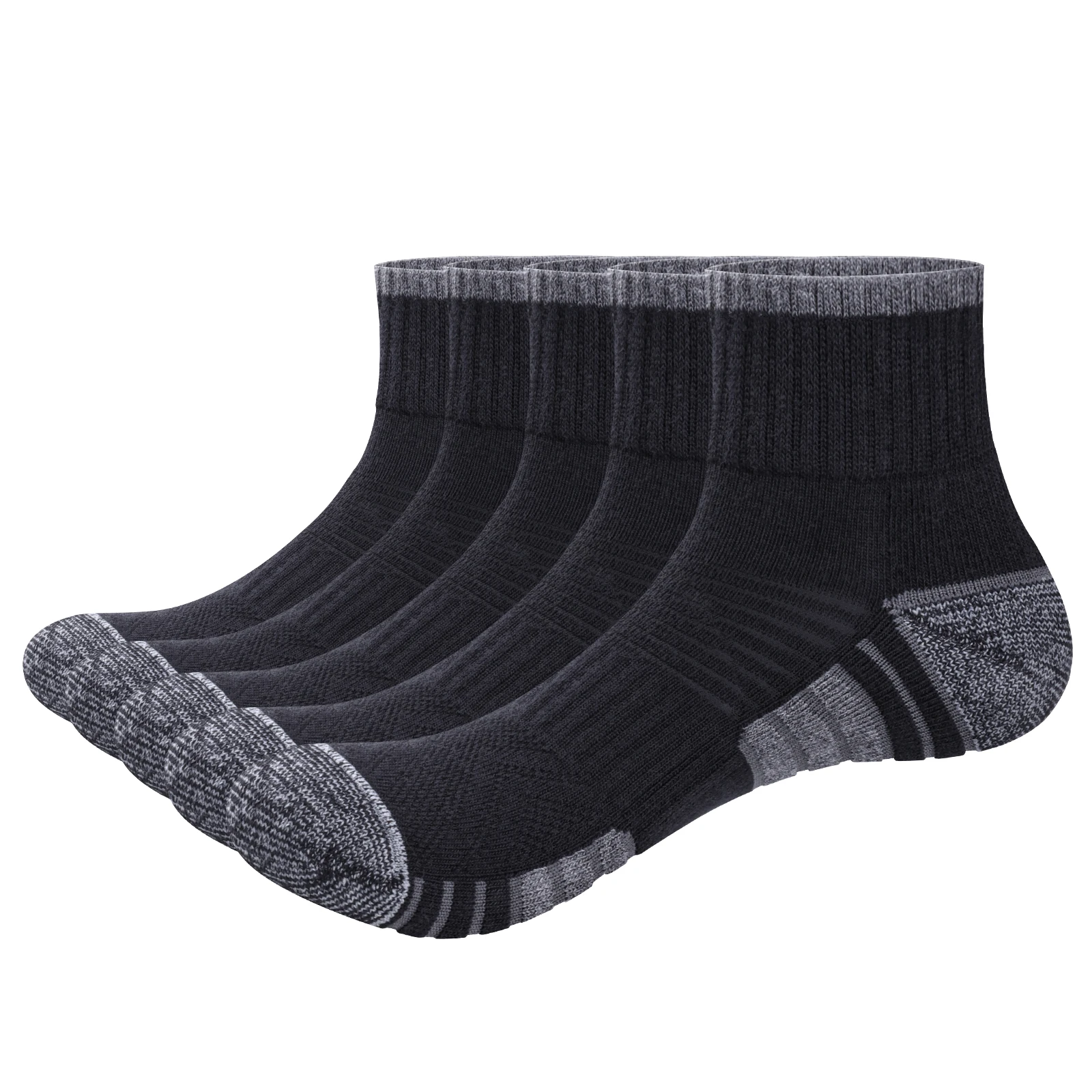 5 Pairs Men\'s Athletic Socks Cushioned Low Cut Sports Tab Socks for Men Ankle Running Socks