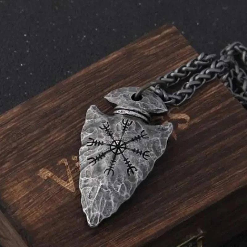 Vintage Viking Pirate Spear Rune Pendant Necklace Party Punk Necklaces Protector Jewelry Wholesale