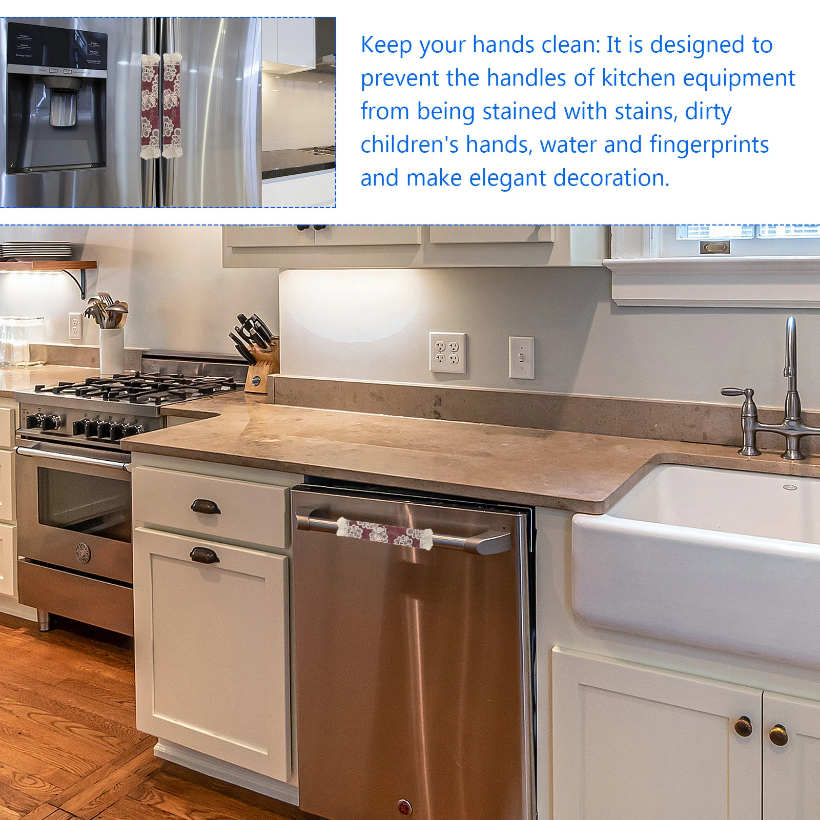 

6Pcs Lace Handle Protectors for Refrigerator Door Appliance Grips Stain Resistant Soft Cover for Oven Microwave Dishwasher