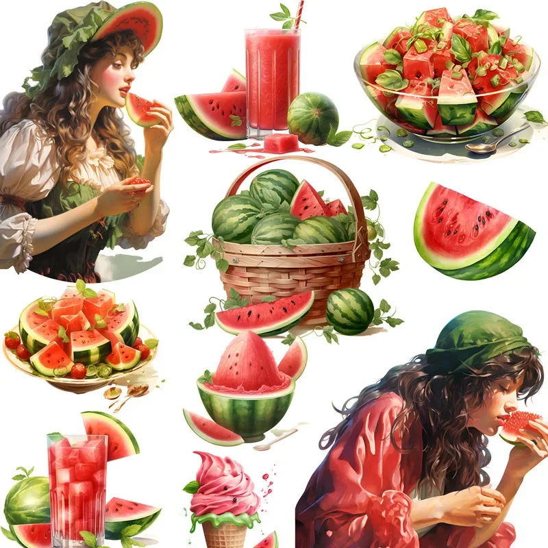 12Pcs/Pack Watermelon Girl Sticker DIY Craft Scrapbooking Album Junk Journal Decorative Stickers
