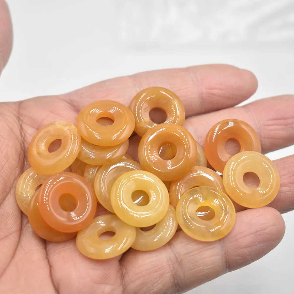 Modische, hochwertige, sortierte Naturstein-Gogo-Donut-Anhänger, Perlen 18mm für Schmuckherstellung, Großhandel 12 Stück/Los, kostenlos. – Detail 8