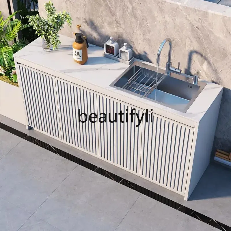 

ss K178 ss25 Outdoor aluminum alloy waterproof sunscreen storage wash basin cabinet villa sink integrated balcony storage sundri