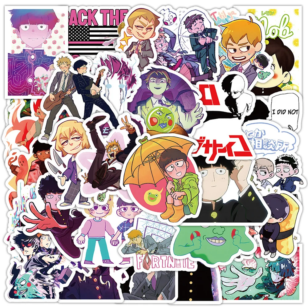 10/30/50pcs Cool Mob Psycho 100 Anime Cartoon Stickers Decal Kid Toy for Water Bottle Fridge Diary Waterproof Sticker Decoration