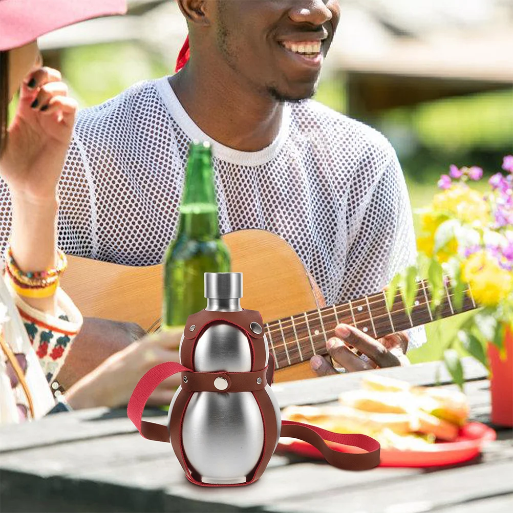 

500Ml Stainless Steel Gourd Bottle Wu Lou Shaped Water Container For Camping Outdoor Portable Drinking Kettle Whiskey Flask