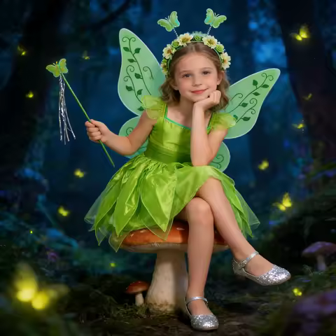 Girls Flower Fairy Dress Up Kids Princess Dress With Wings Halloween Princess Costume Elves Party Tinkerbell Tinker Bell Dress