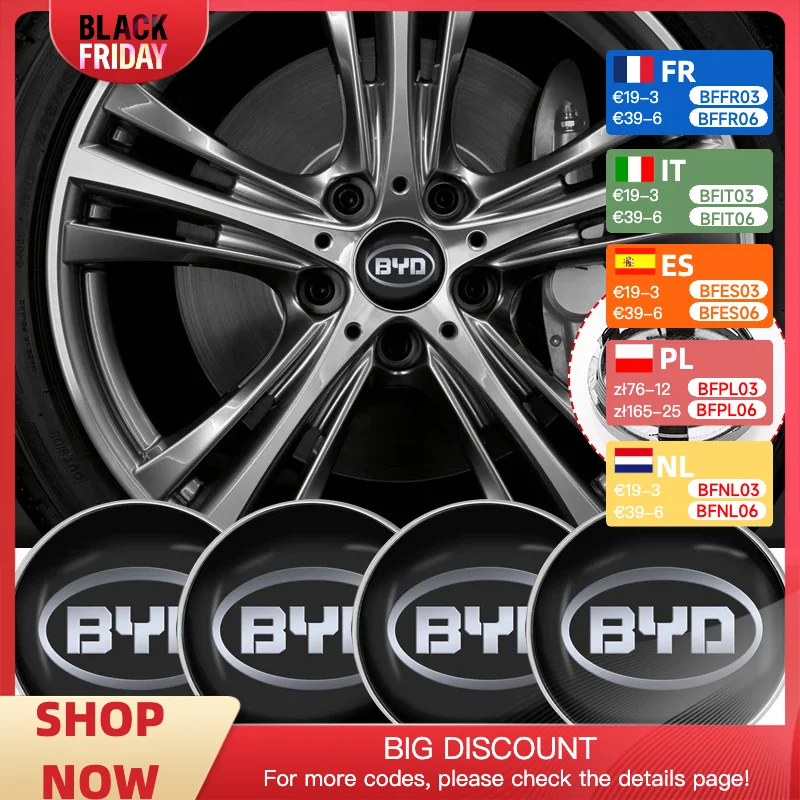 Car Wheel Center Hub Caps wheel stickers Tire Rim Covers Tapacubos Enjoliveur Parts Accessories 4PCS 60mm or 56mm For BYD Univ