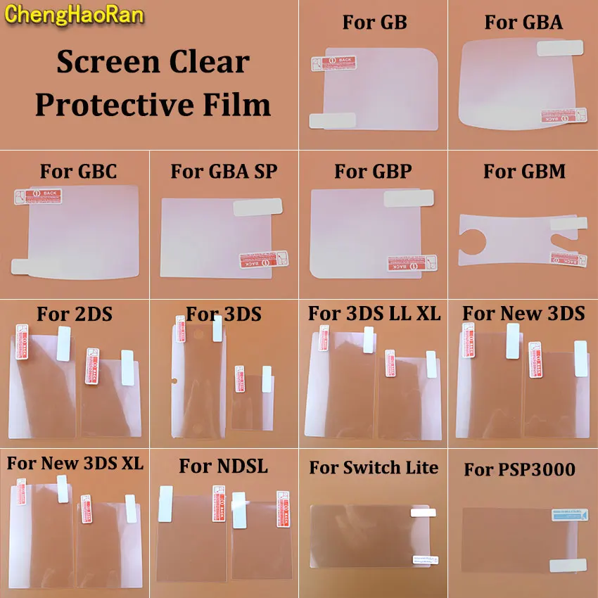 

LCD Screen PET Film For GB GBA SP GBC GBP GBM PSP3000 Top Bottom HD Clear Protective Film For 2DS New 3DS LL XL NDS Lite NDSL