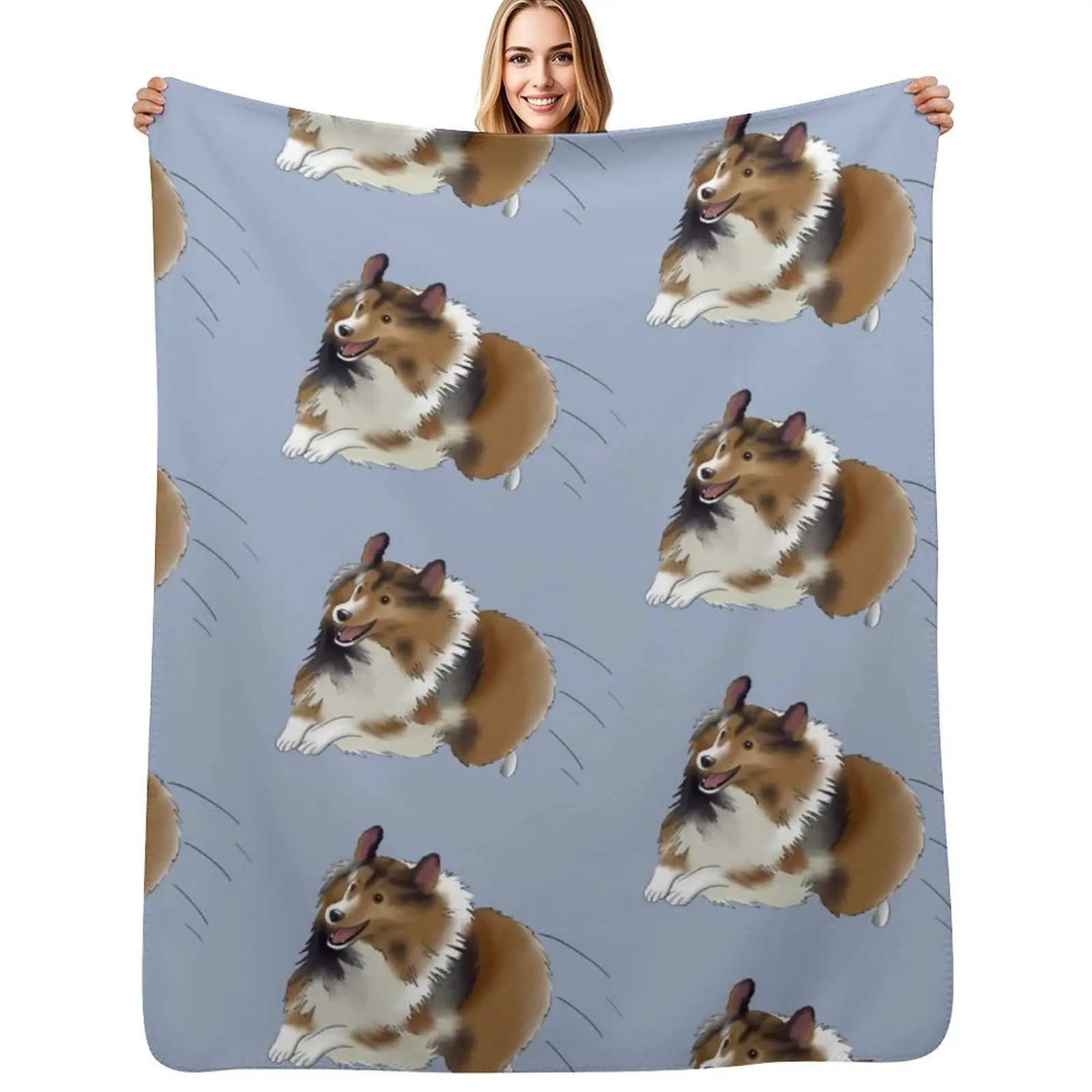 

Cute Sheltie Jumpling, Shetland Sheepdog Throw Blanket Bed decorative Baby Nap Blankets
