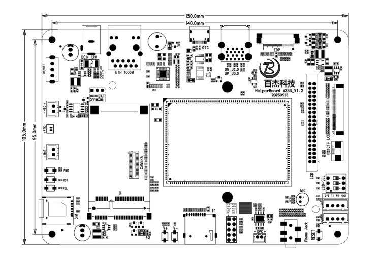 (not includ LCD)Helperboard A333 G RAM+32G eMMC development board  android and linux ubuntu qt xfce smart board linux  embedded