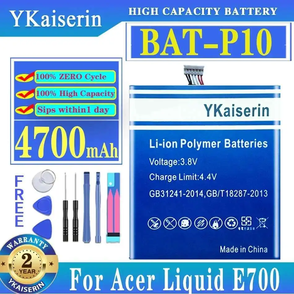 

High Compatibility For Acer Liquid E700,Liquid E700 Triple ,E39 PGF506173HT Tablet Battery Fast Charging 4700Mah Bat-P10
