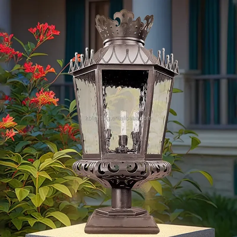 Vintage Waterproof Outdoor Pillar Lamp Fence Main Column Head Light Garden Decorative Gate Pillars Light