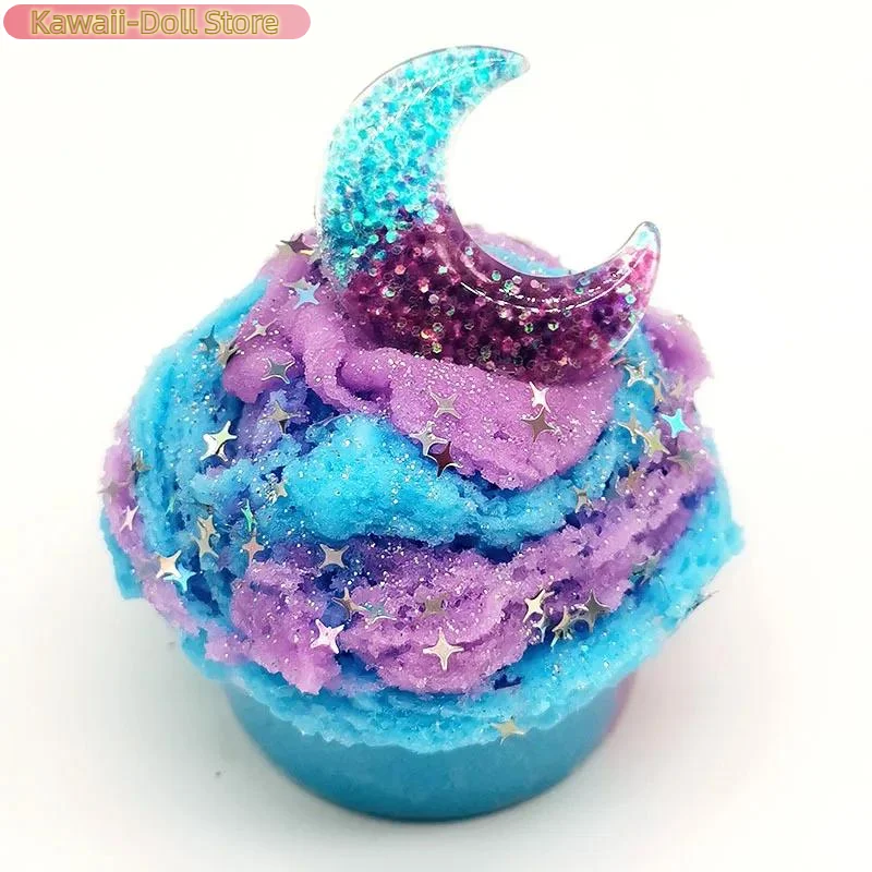 1 Set 60ml Moon Snowflake Mud Diy Decompress Game Toys Slime Kit Cotton Butter Mud Fluffy Putty Non Sediment Colored Clay Toy